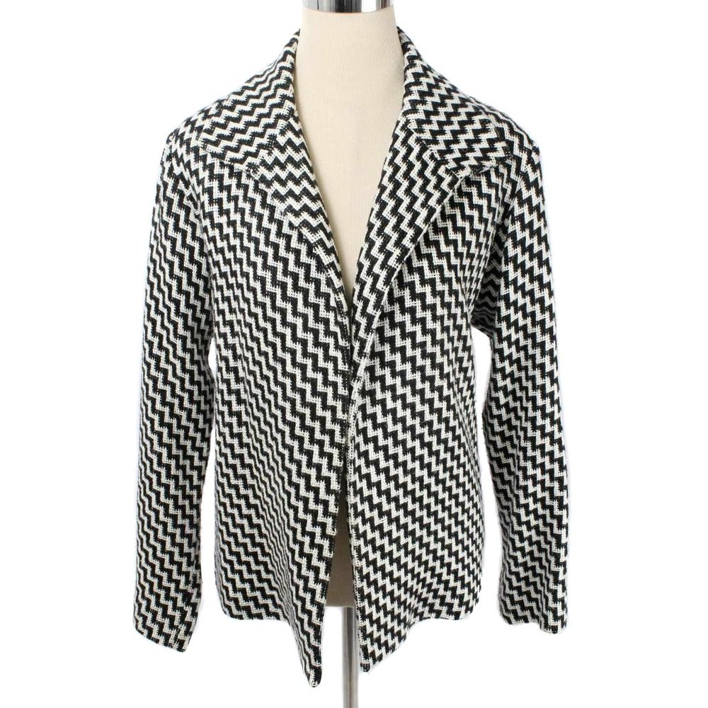 DANA BUCHMAN Black & White Chevron Blazer Jacket